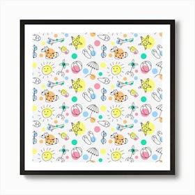 Summer Pattern Colorful Drawing Doodle Art Print