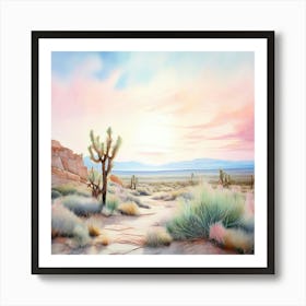 Watercolor A Serene Landscape In Great Basin Desert Art Print