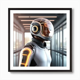 The Image Depicts A Alpha Male In A Stronger Futuristic Suit With A Digital Music Streaming Display 6 Art Print