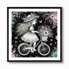 Little Girl On A Bike Art Print