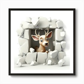 Deer In A Wall Art Print