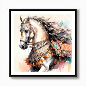 Decorated Berber Horse Color Painting Art Print