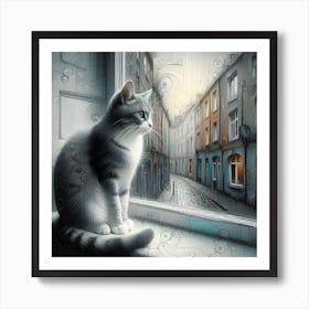 Cat In The Window 3 Art Print