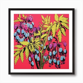 Bleeding Heart Dicentra 4 Pop Art Illustration Square Art Print