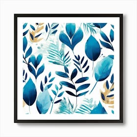 ocean blue leafs abstract Art Print