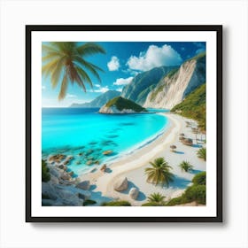 Beach With Palm Trees Art Print