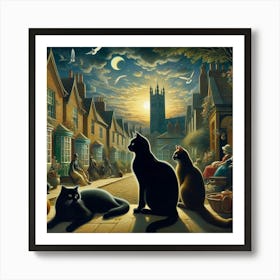 Cats On The Street Art Print