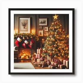 Christmas Tree In The Living Room 1 Art Print