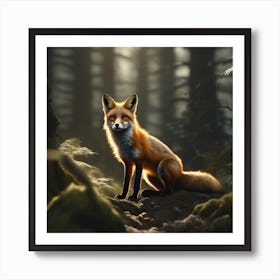 Red Fox In The Forest 58 Art Print