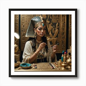 Egyptian Woman At The Makeup Table Art Print