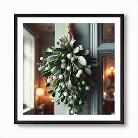 Christmas Wreath On A Door Art Print