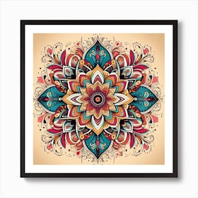 A Colorful And Intricate Mandala With Traditional Indian Patterns Art Print