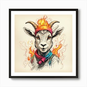 Goat In Flames 6 Art Print