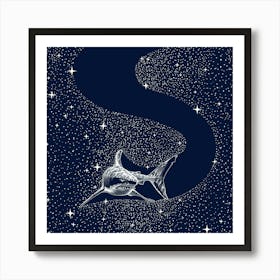 Starry Shark SQUARE Art Print