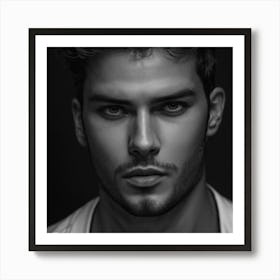 Black And White Portrait Of A Man 1 Art Print