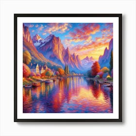 Sunset By The River Art Print