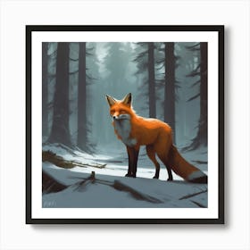 Fox In The Woods 28 Art Print