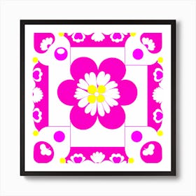 Pink Flower tile, pattern art Art Print