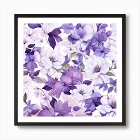 Purple Flowers Seamless Pattern Art Print