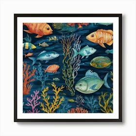 Fishes And Corals Art Print