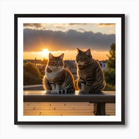 Sunset Cats 1 Art Print