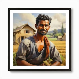 Man In The Rice Field Art Print