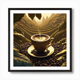 Coffee Cup In A Coffee Plantation Art Print