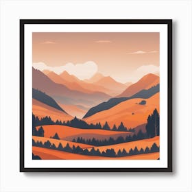 Misty mountains background in orange tone 26 Art Print