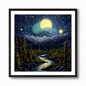 Night In The Mountains 1 Art Print