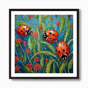 Ladybugs In The Garden Art Print