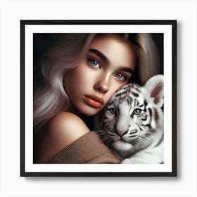 White Tiger Portrait Art Print