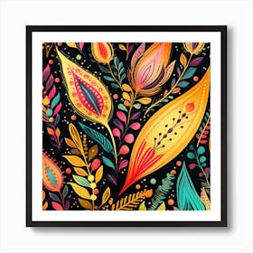 Colorful Floral Pattern 1 Art Print