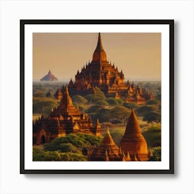 Sunset In Bagan Art Print