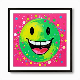 Smiley Face, A Playful Pop Art Portrait With A Giant Smiley Face Art Print