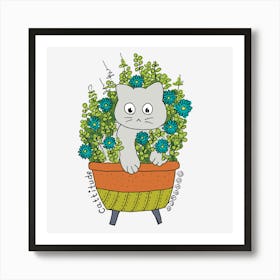 Cat In A Pot Art Print