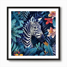 Zebra In The Jungle 5 Art Print