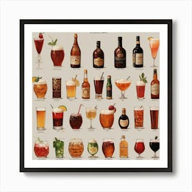 Default Alcoholic Drinks Of Different Countries Aesthetic 3 Art Print