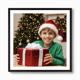 Boy With Gift Art Print