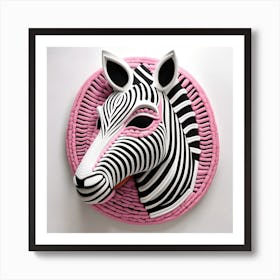 Zebra Head Bohemian Wall Art (Pink) Art Print