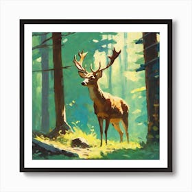 Deer In The Woods 18 Art Print