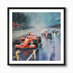 Ferrari Racing In The Rain Art Print