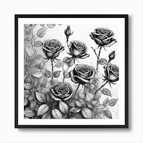 Roses In Black And White Art Print