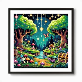 8-bit enchanted forest 1 Art Print