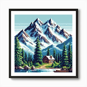 8-bit mountain landscape 3 Art Print