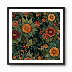 Floral Seamless Pattern 1 Art Print