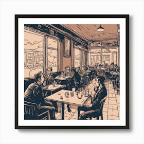 Newspaper Café 1 Art Print