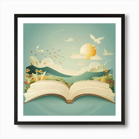 Open Book Illustration 1 Art Print