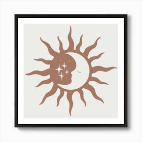 Sun And Moon - Boho Style - Mocha Mousse Color Palette Affiche