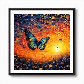 Butterfly At Sunset Art Print