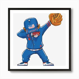 Trending Dabbing Baseball Player 4th Of July Usa Art Print